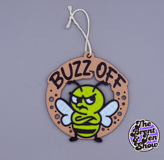 Funny Buzz Off Ornament: A 3D-printed grumpy bee