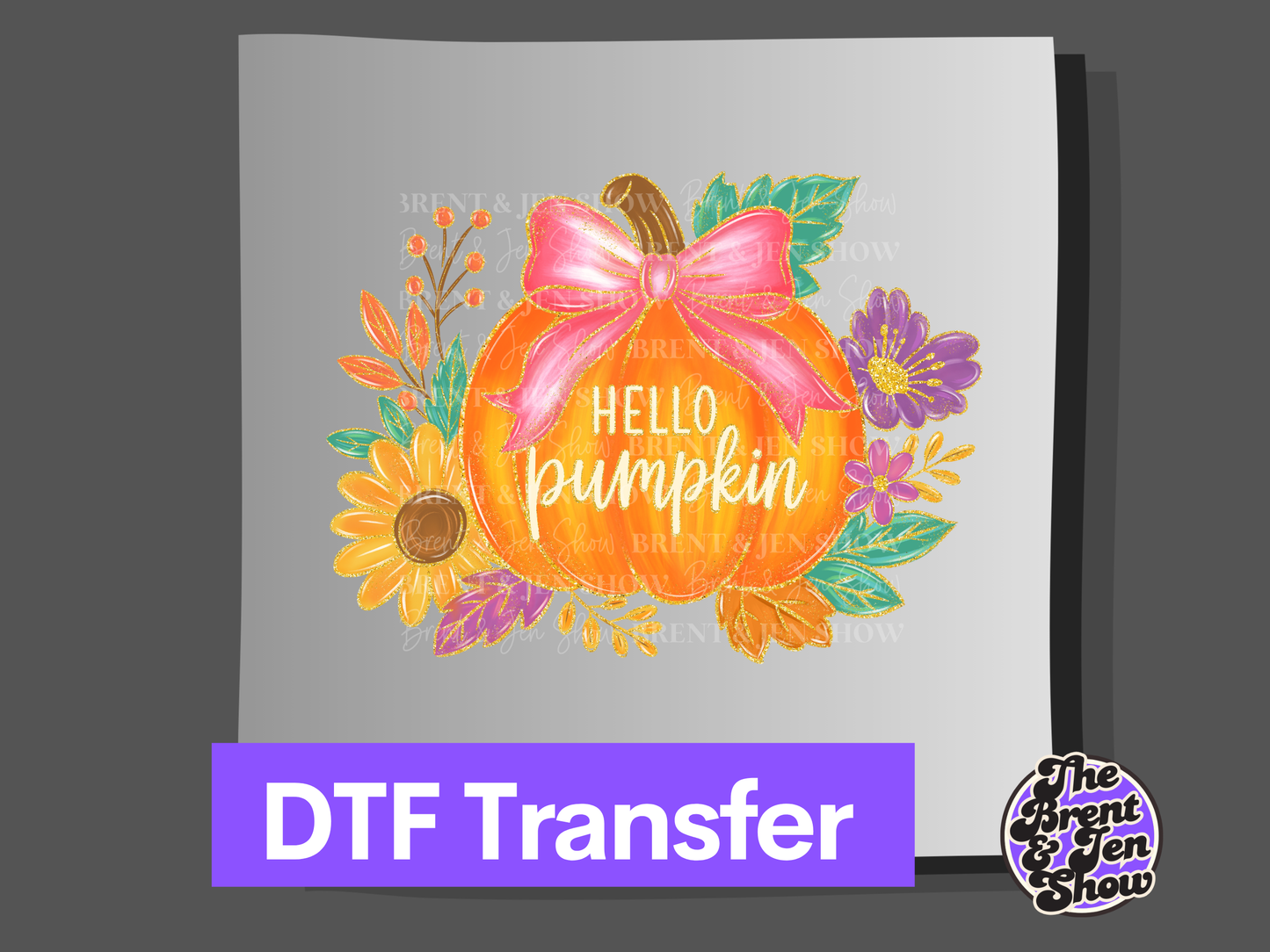 Hello Pumpkin Fall Design DTF/Sublimation Transfer, Ready to Press