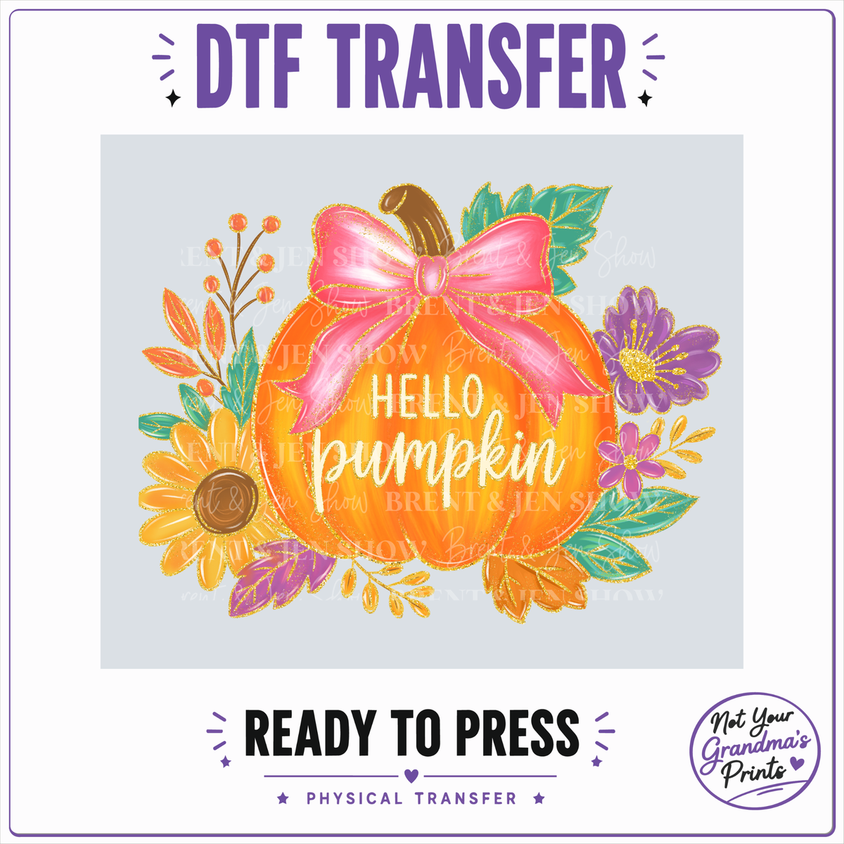 Hello Pumpkin Fall Design DTF/Sublimation Transfer, Ready to Press
