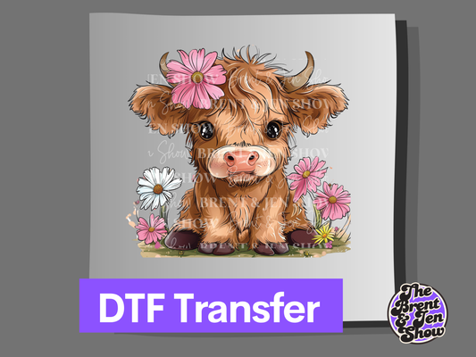 Boho Highland Cow Transfer DTF/Sublimation
