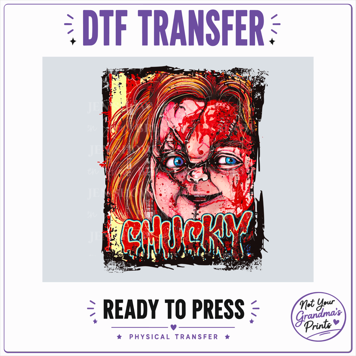 Chucky Horror Movie DTF Transfer: Creepy Doll Design (Ready-to-Press)