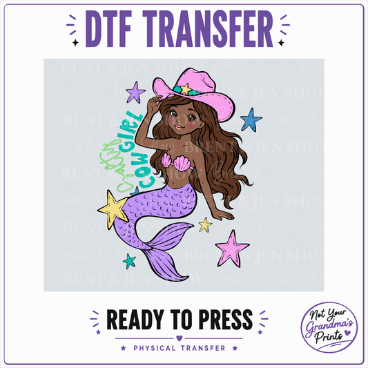 Salty Cowgirl Mermaid DTF or Sublimation Heat Transfer