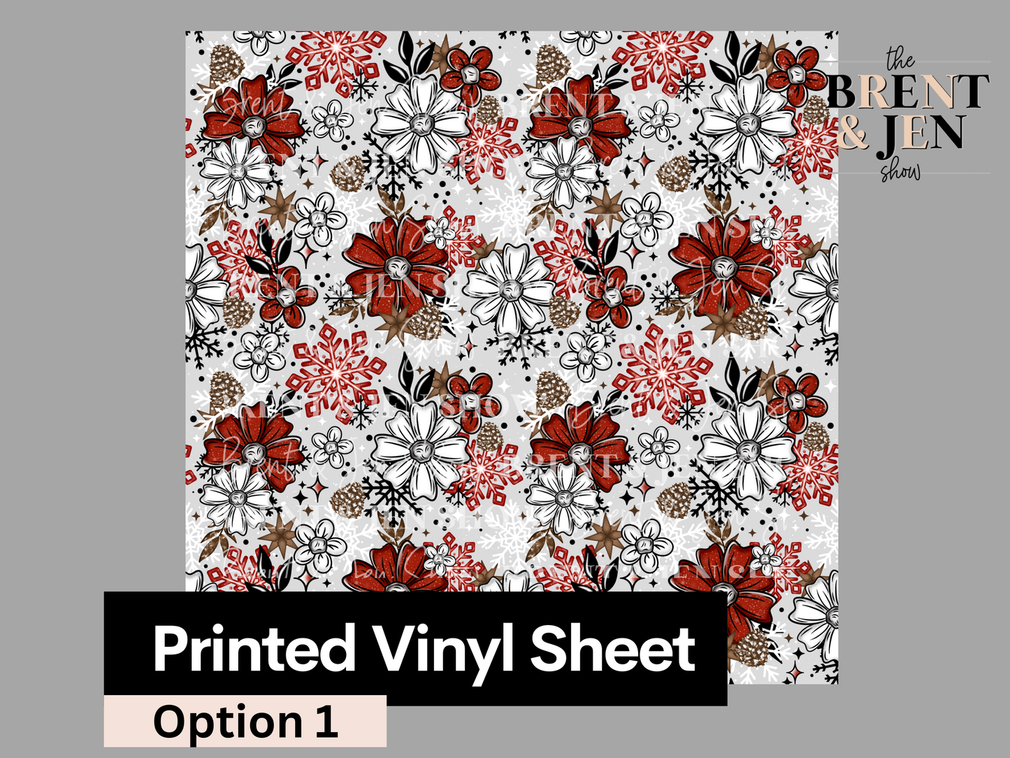 Christmas Florals Seamless Printed Vinyl Pattern