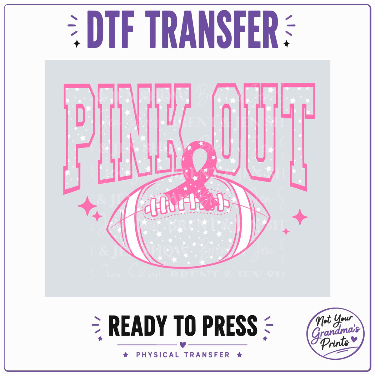 Pink Out Football DTF Transfer: Breast Cancer Awareness Print (Ready-to-Press)