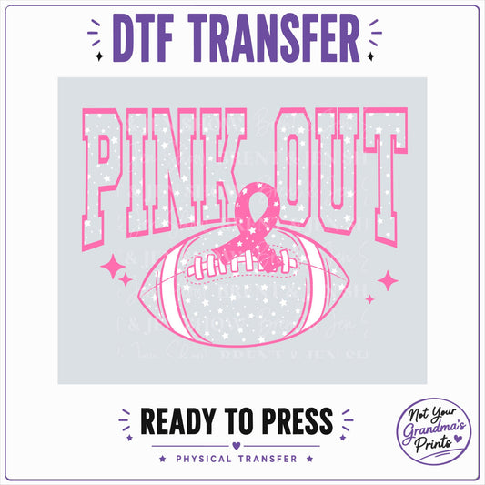 Pink Out Football DTF Transfer: Breast Cancer Awareness Print (Ready-to-Press)