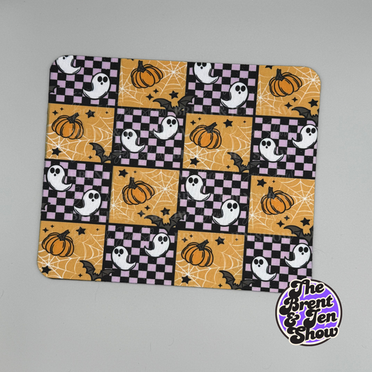 Checkerboard Pumpkin Ghosts Mousepad
