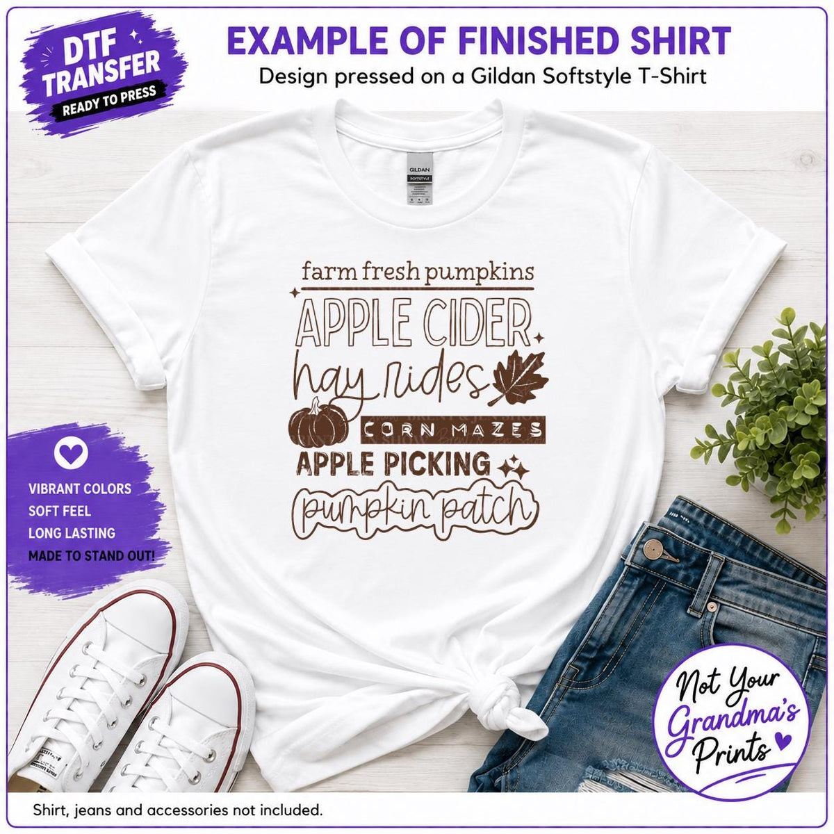 Farm Fresh Pumpkins Apple Cider DTF Transfer (Ready-to-Press)