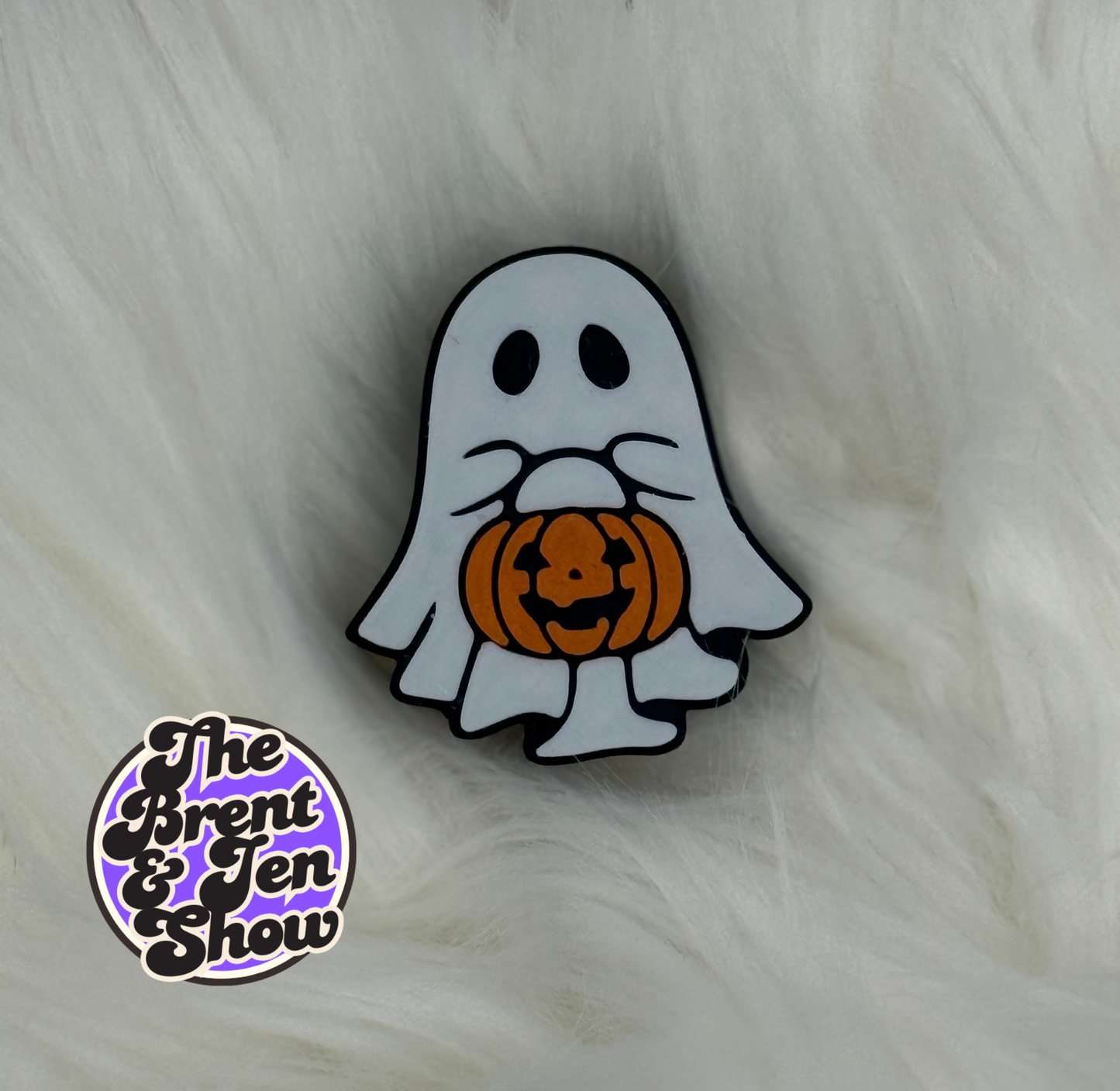 Spooky Ghost Straw Topper with Pumpkin