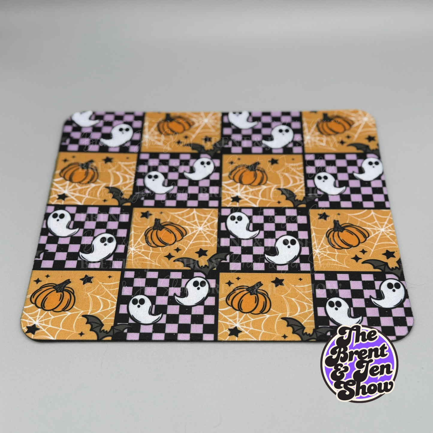 Checkerboard Pumpkin Ghosts Mousepad