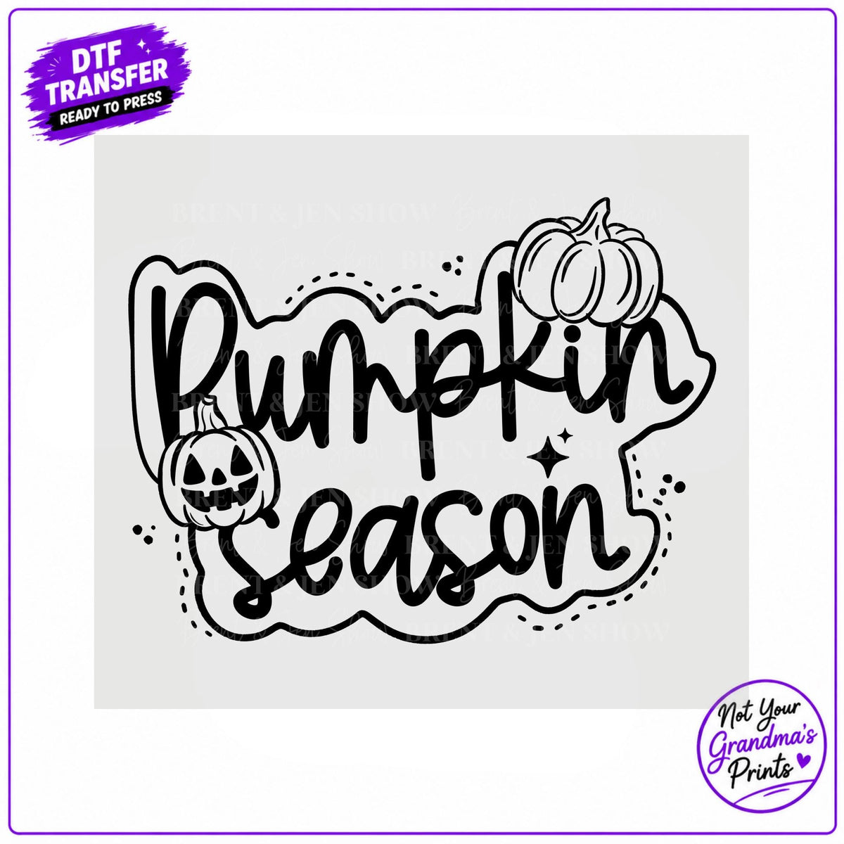 Pumpkin Season DTF Transfer: Hand-Drawn Pumpkins, Spooky Halloween Print (Ready-to-Press)