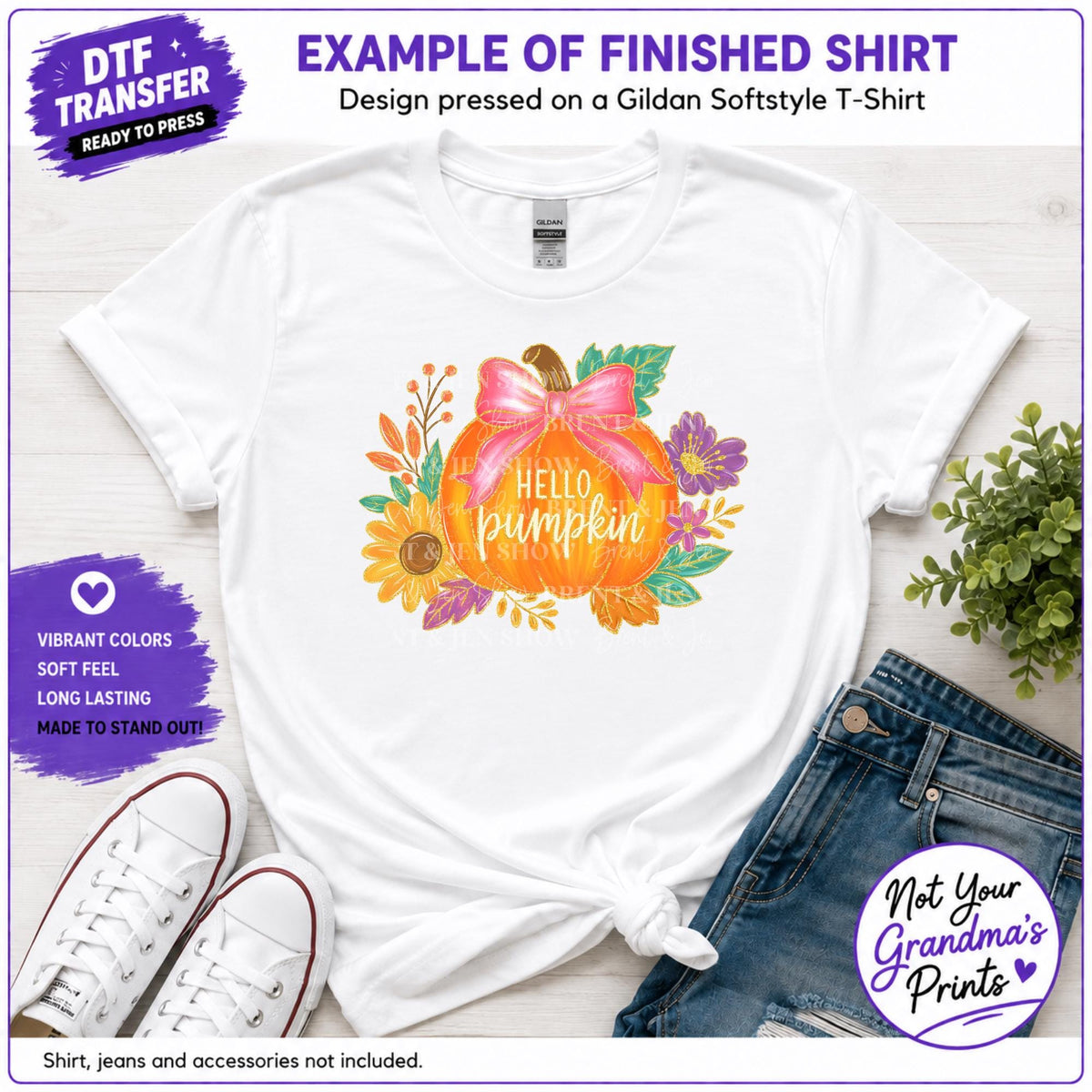 Hello Pumpkin DTF Transfer Fall Season Ready to Press