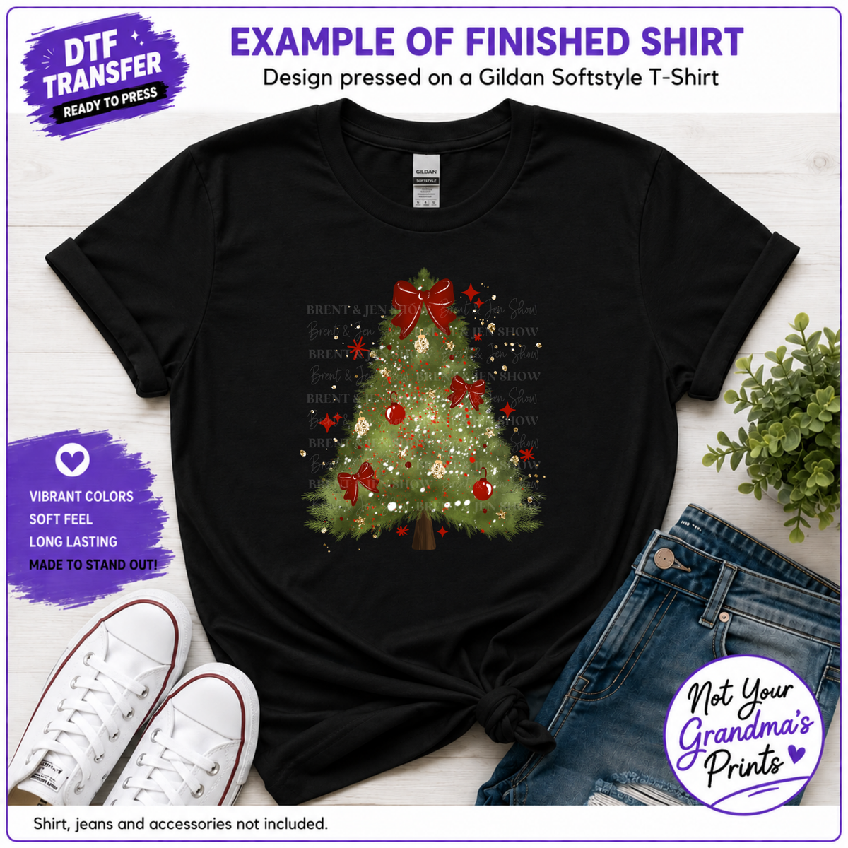 Christmas Tree DTF Transfer: Festive Holiday Print (Ready-to-Press)
