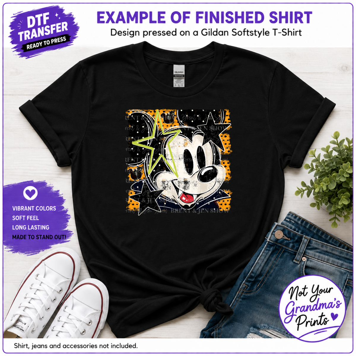 Spooky Mouse Vampire DTF Transfer, Halloween Ready to Press