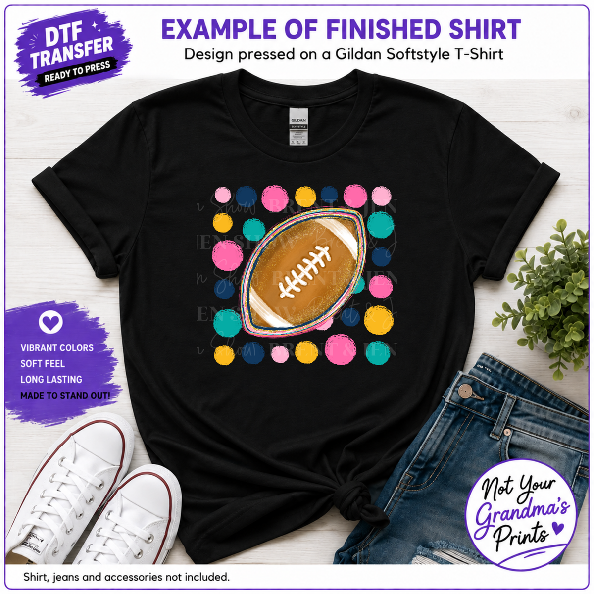 Polka Dot Football DTF/Sublimation Transfer, Ready to Press