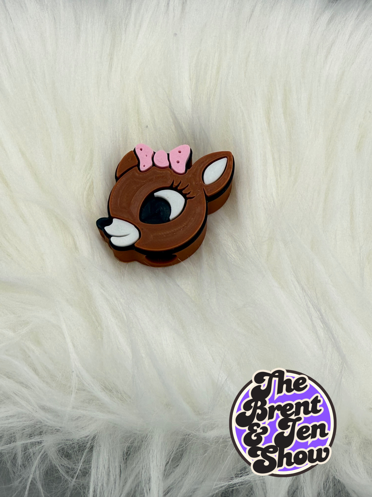 Dainty Deer Straw Topper with Pink Bow  - 3D Printed