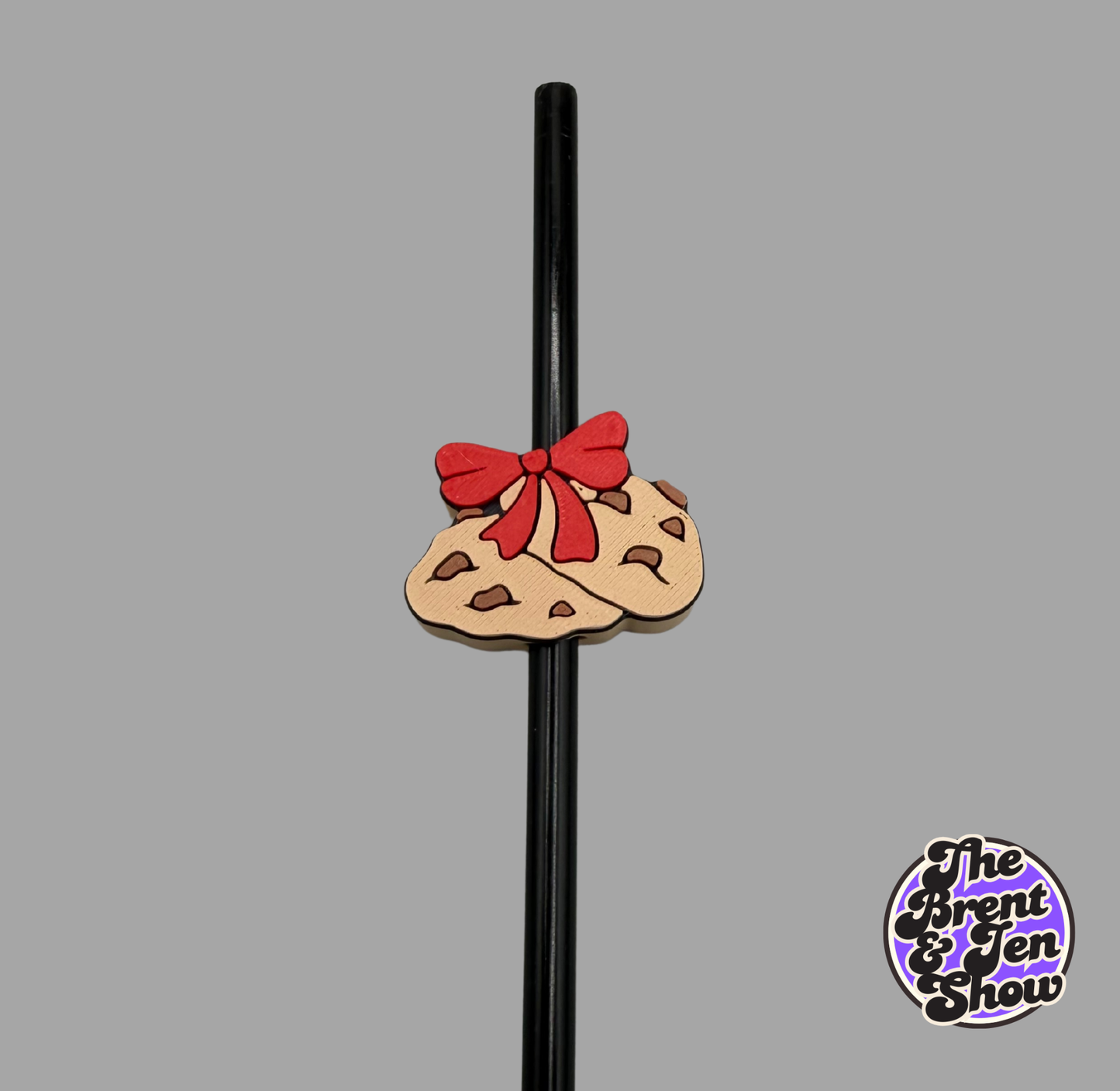 Santa's Cookies & Milk Straw Topper with Red Bow | 3D Printed PLA Drink Accessory