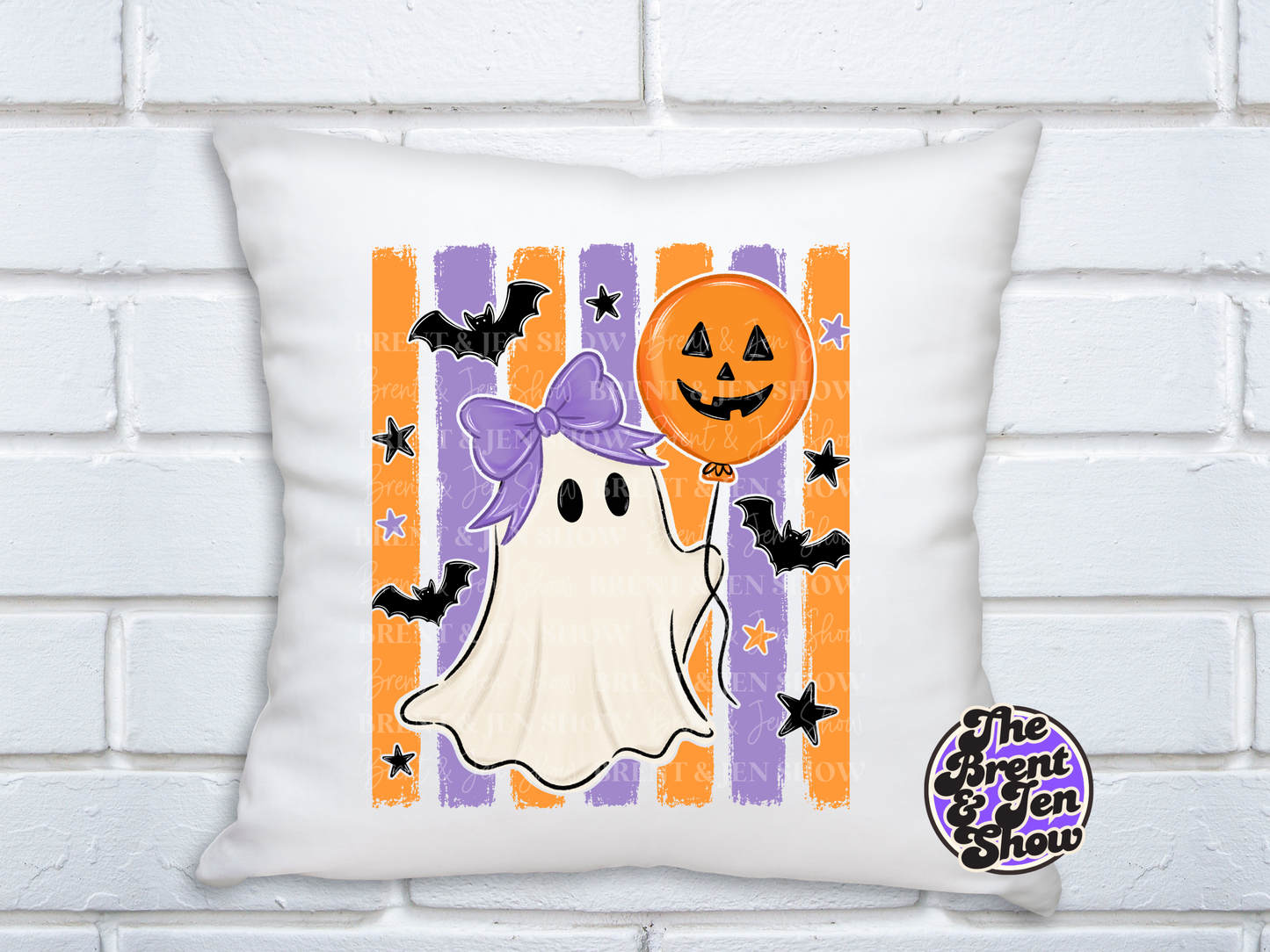 Striped Ghost With Balloon DTF/Sublimation Transfer, Ready to Press
