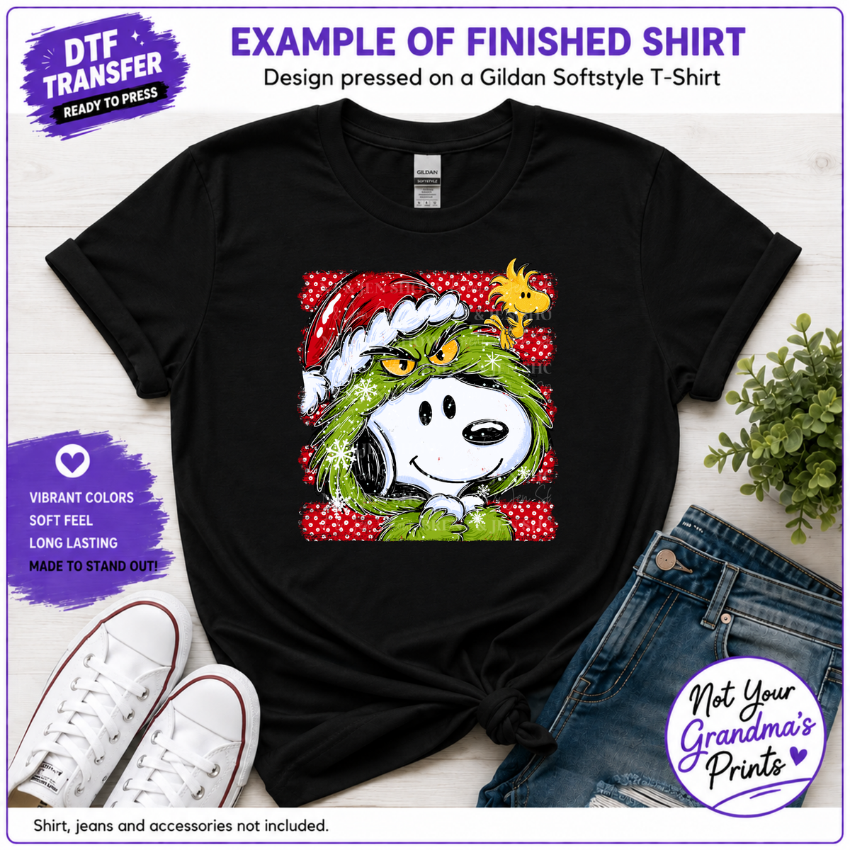 Beagle Green Guy Christmas DTF Transfer, Funny Holiday Ready to Press