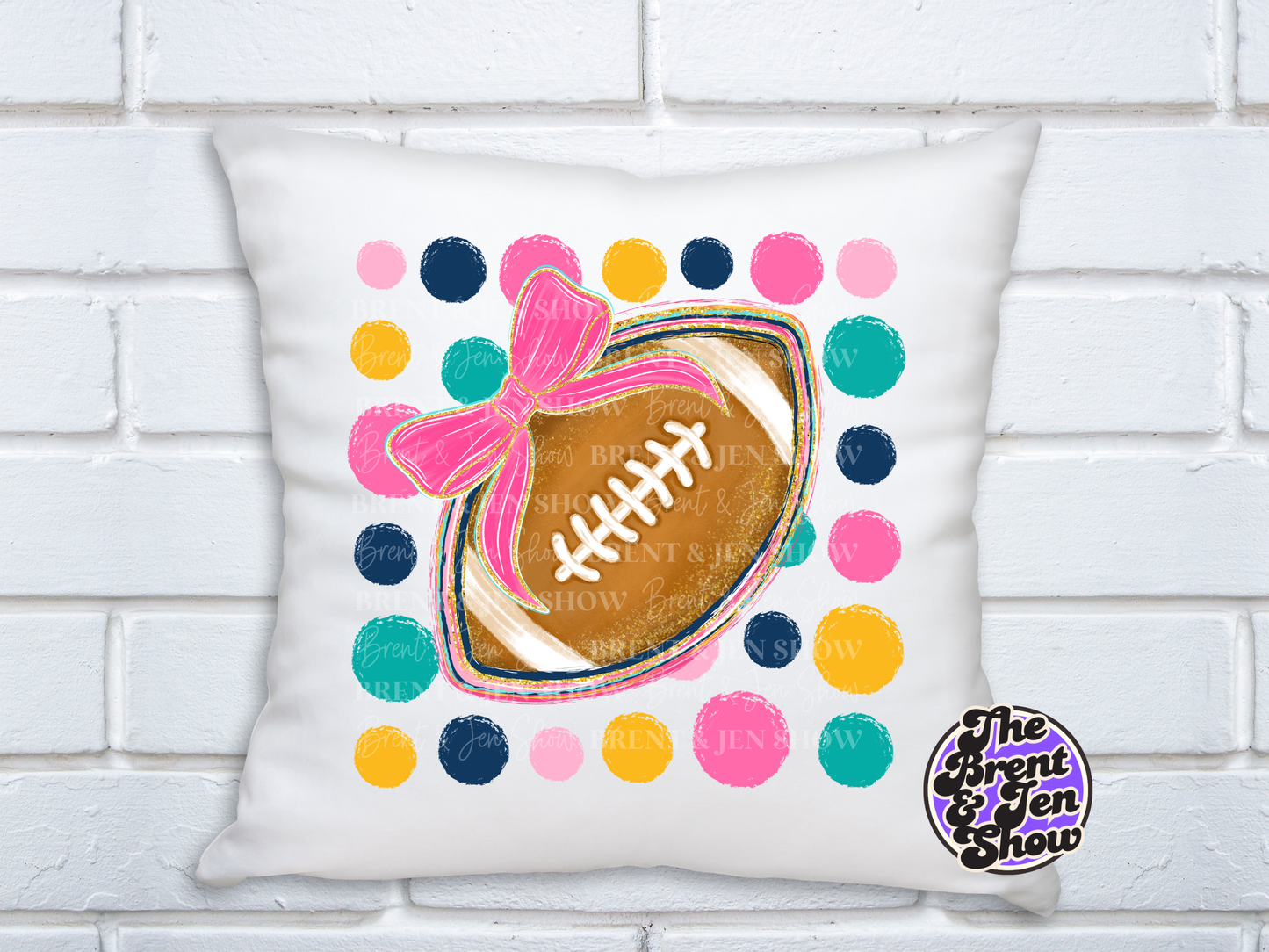 Polka dot Football Bow DTF/Sublimation Transfer, Ready to Press