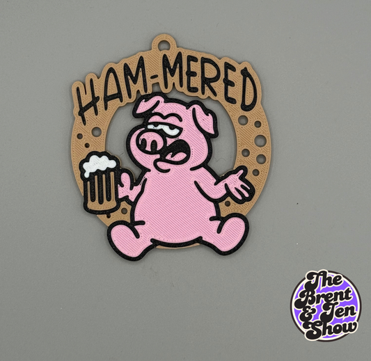 HAM-MERED Pig Ornament