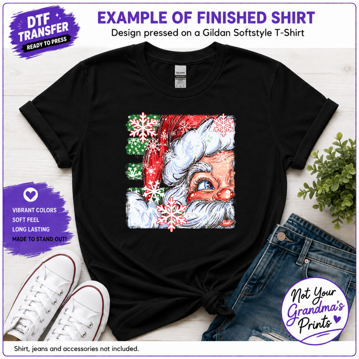 Vintage Santa DTF Transfer: Festive Christmas Design (Ready-to-Press)