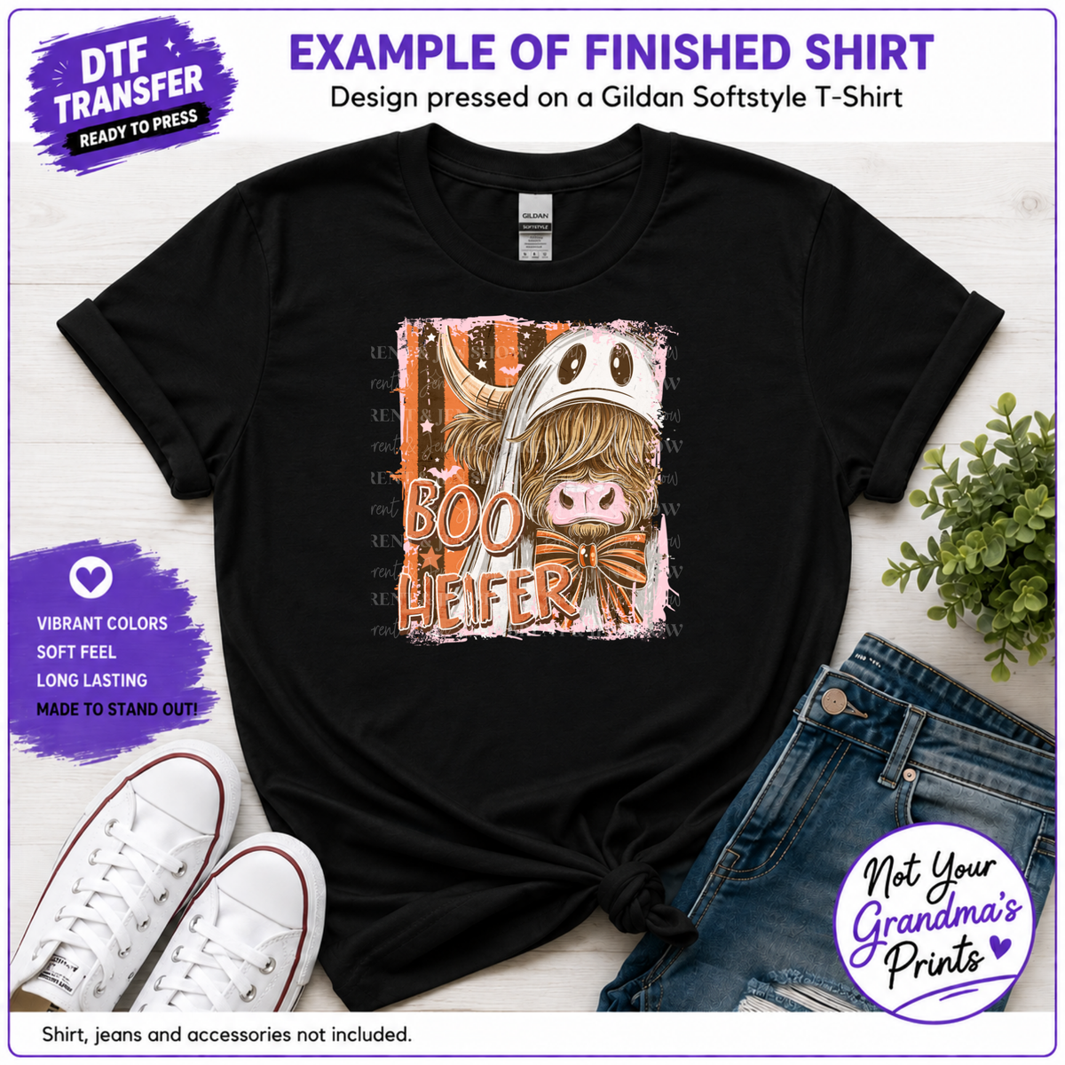 Boo Heifer Highland Cow DTF Transfer: Spooky Halloween Costume (Ready-to-Press)