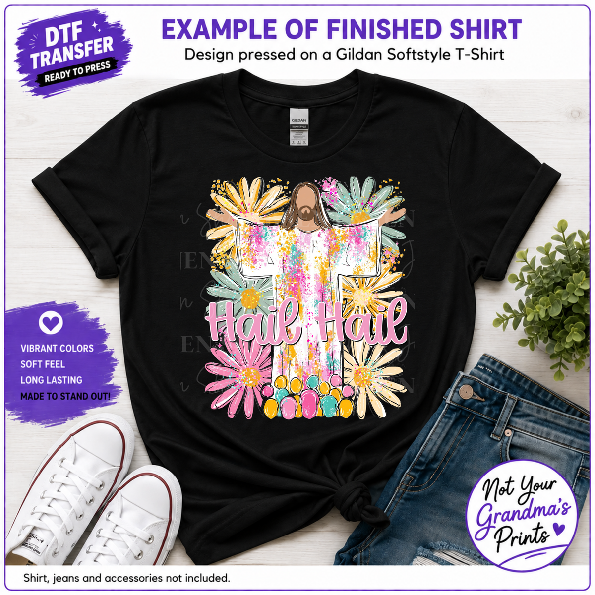 Hail Hail Jesus DTF/Sublimation Transfer, Ready to Press