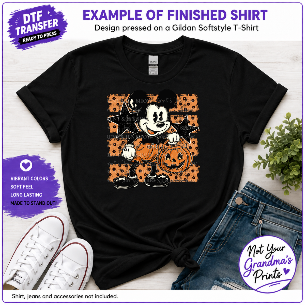 Halloween Mouse DTF Transfer, Pumpkin Trick or Treat Ready to Press