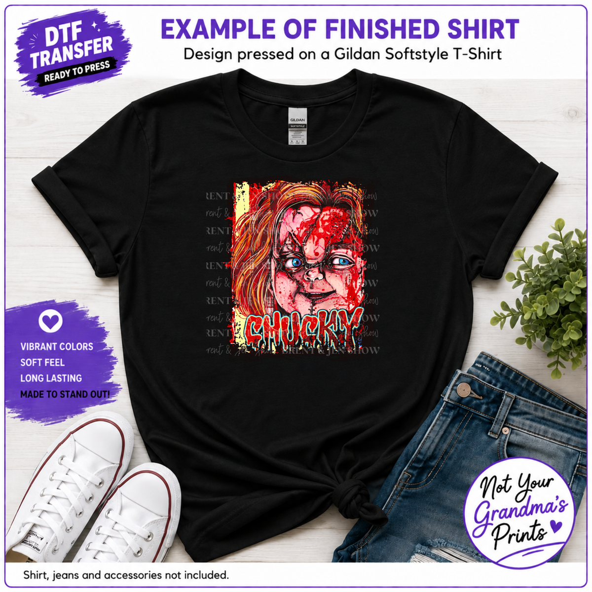 Chucky Horror Movie DTF Transfer: Creepy Doll Design (Ready-to-Press)