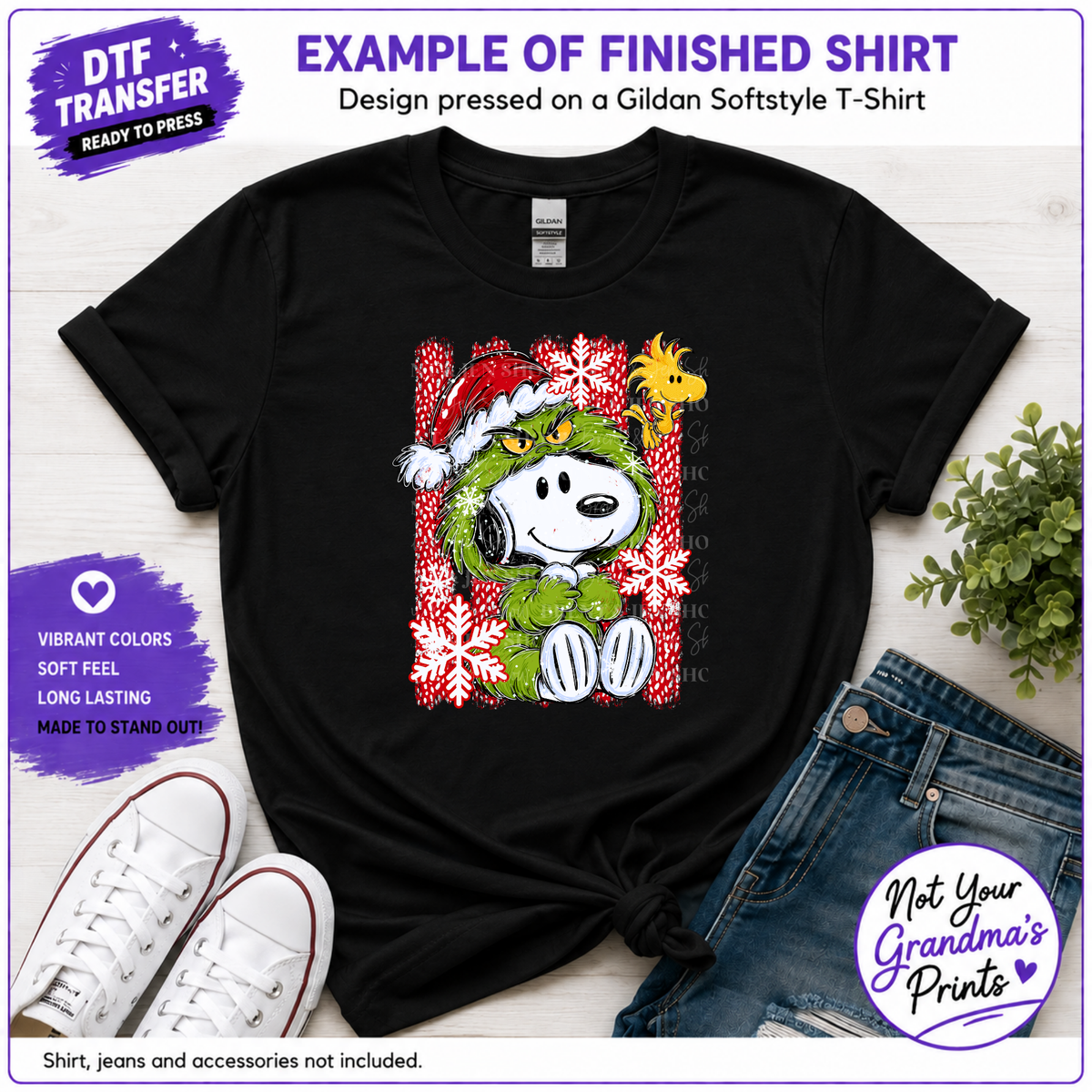 Green Beagle Christmas DTF Transfer, Cute Holiday Ready to Press