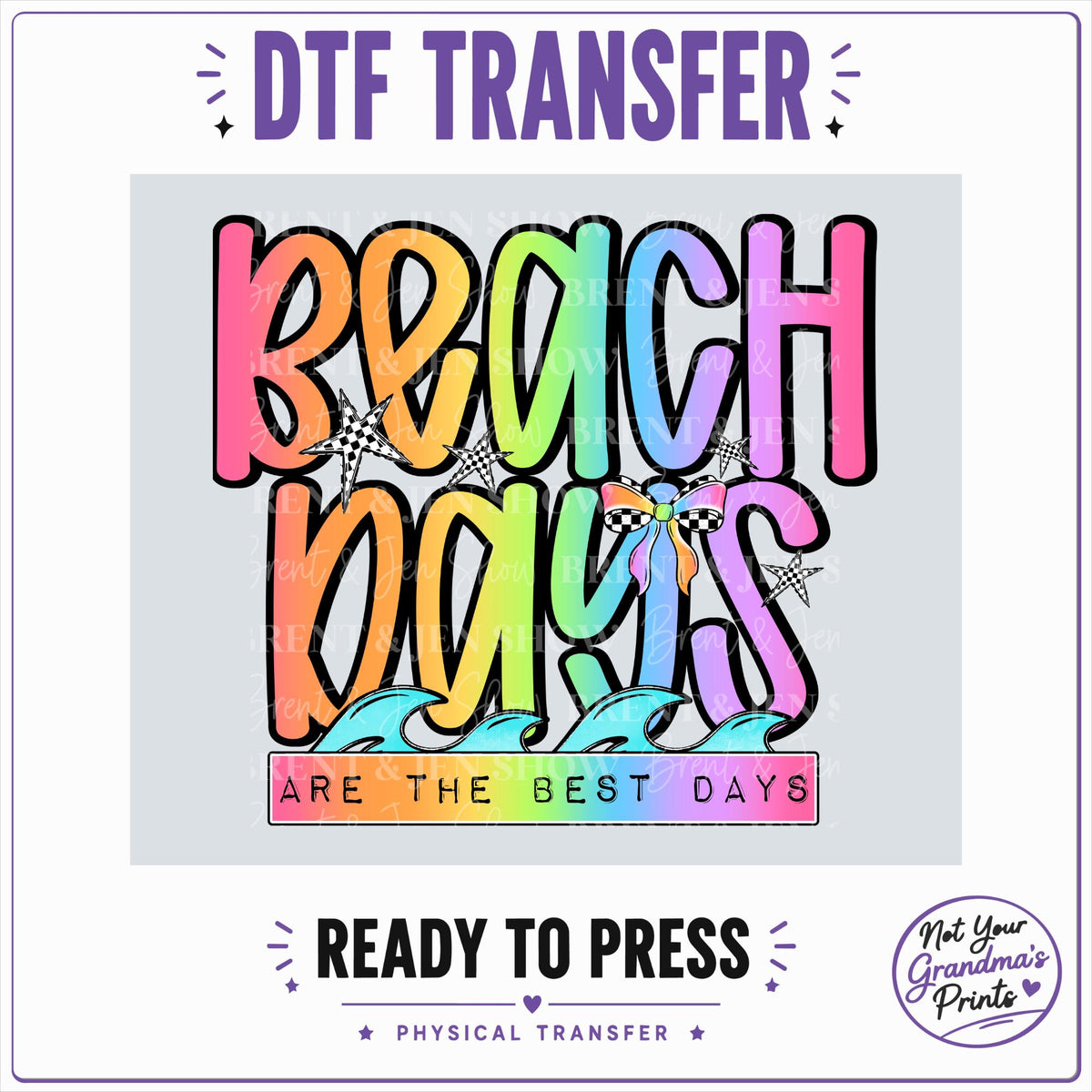 Retro Beach Days DTF Transfer, Summer Vibe Ready to Press Heat Transfer