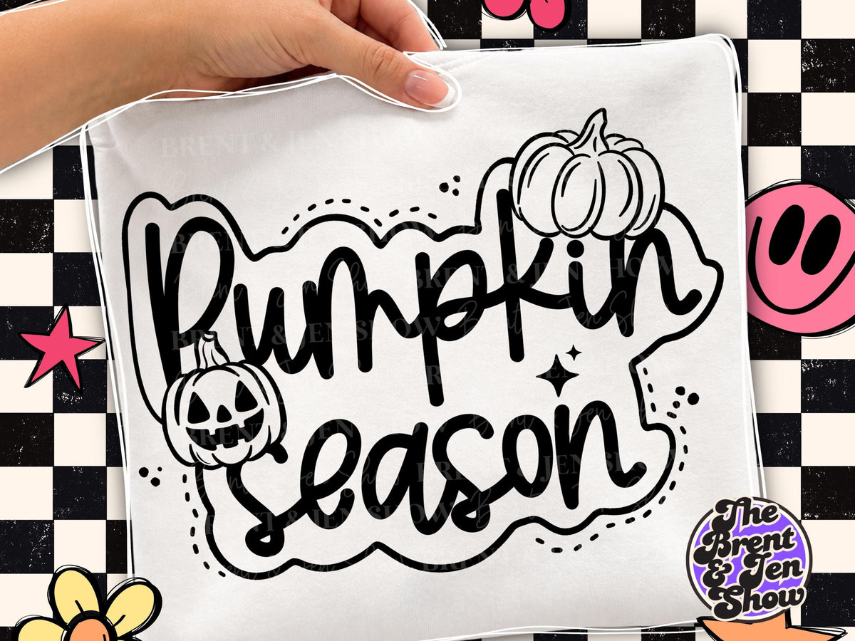 Pumpkin Season DTF Transfer: Hand-Drawn Pumpkins, Spooky Halloween Print (Ready-to-Press)