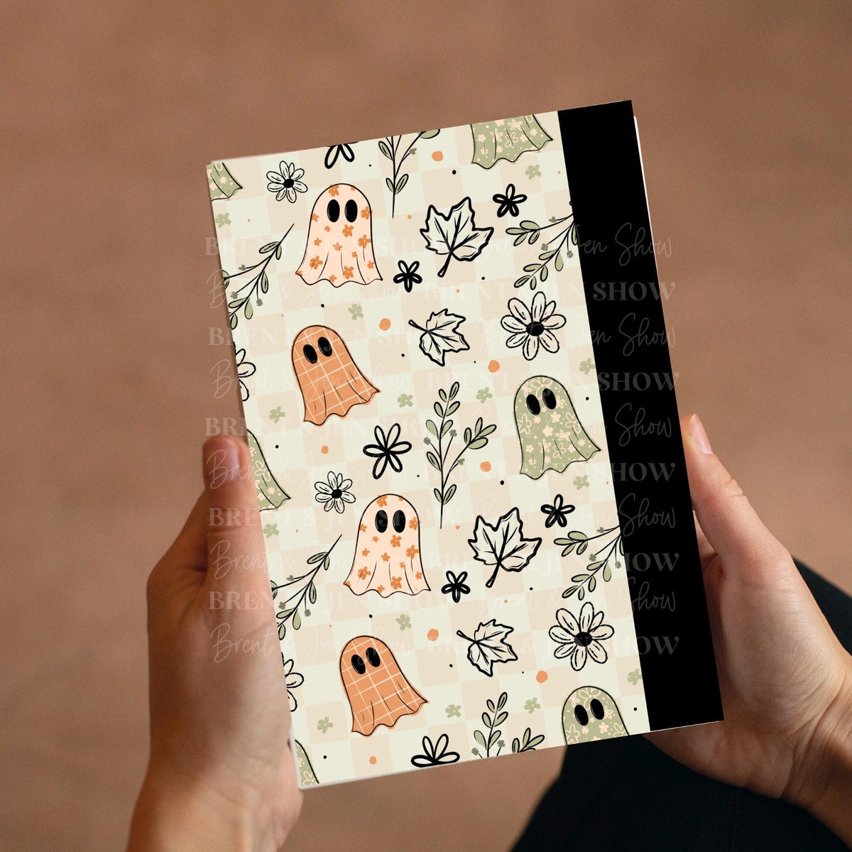 Fall Ghost Composition Notebook Cover Stickers, Vinyl Front Back Set