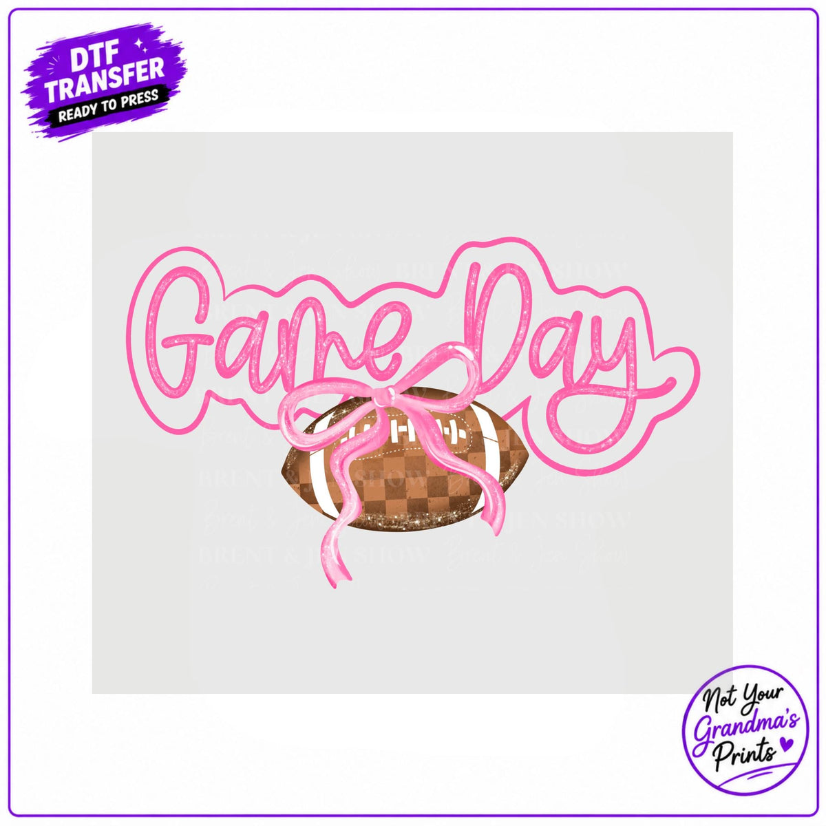 Game Day Football Transfer: Pink Bow, DTF Ready-to-Press (Physical Transfer)