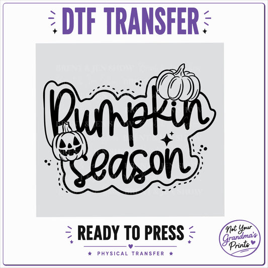 Pumpkin Season DTF Transfer: Hand-Drawn Pumpkins, Spooky Halloween Print (Ready-to-Press)