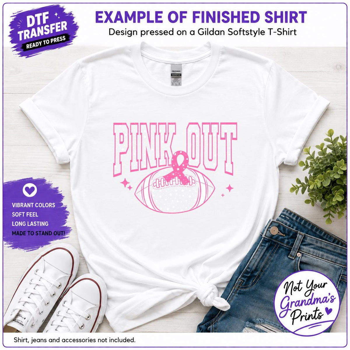 Pink Out Football DTF Transfer: Breast Cancer Awareness Print (Ready-to-Press)