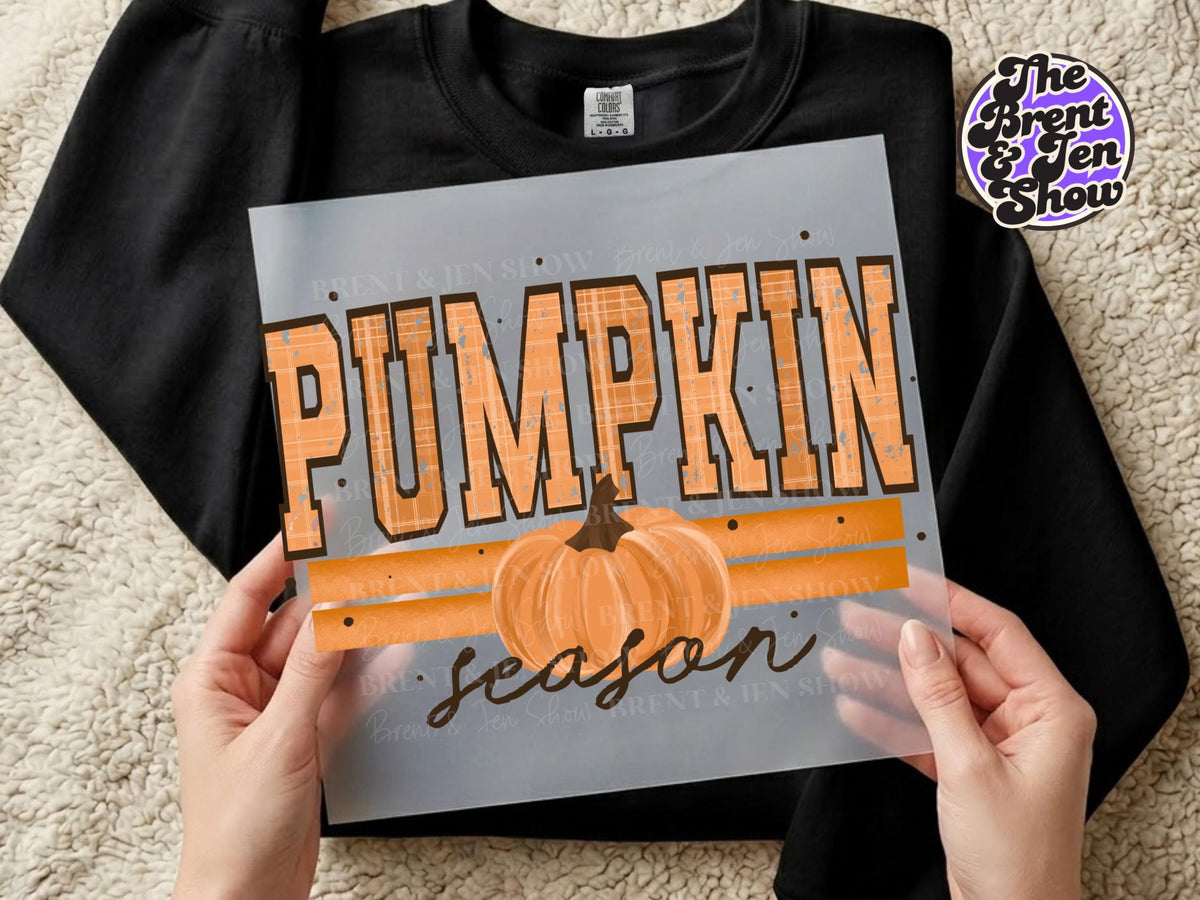 Pumpkin Season DTF Transfer: Distressed Typography, Ready-to-Press (Physical Transfer)