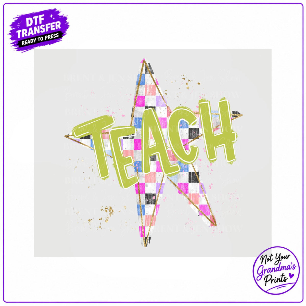 Star Teacher DTF, Teach Shirt Transfer, Colorful Plaid