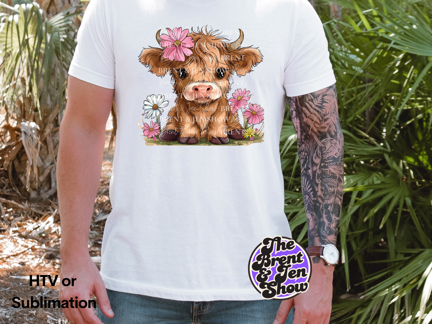 Boho Highland Cow Transfer DTF/Sublimation