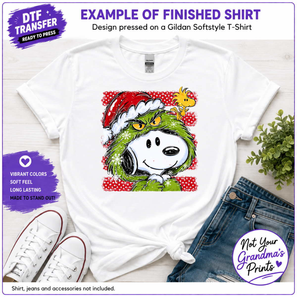 Beagle Green Guy Christmas DTF Transfer, Funny Holiday Ready to Press