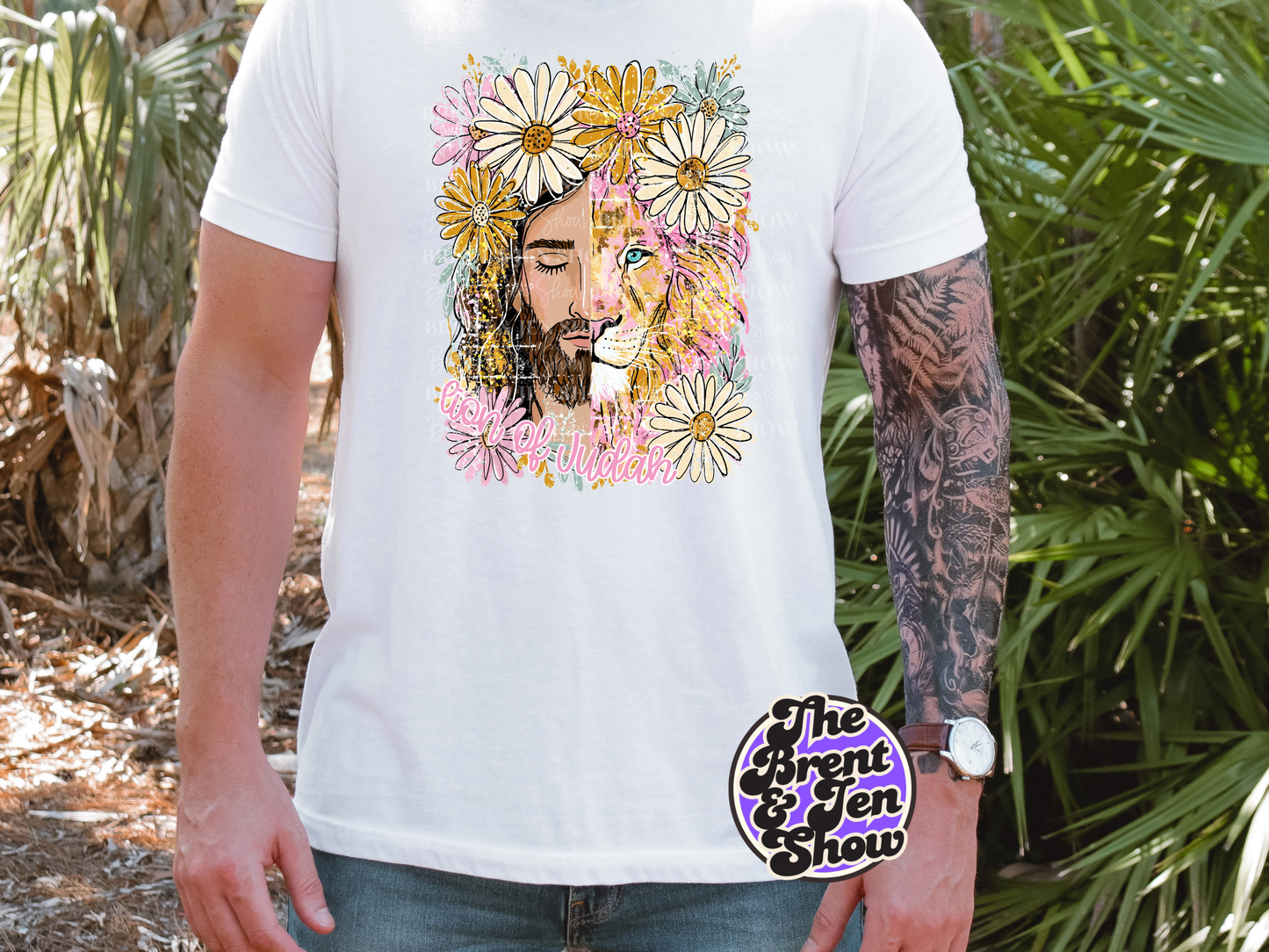 Lion of Judah Daisy Floral DTF/Sublimation Transfer, Ready to Press