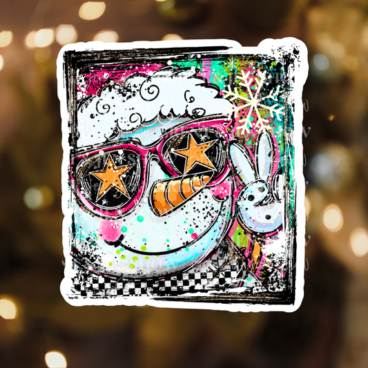 Selfie Snowman Sticker or Car Decal