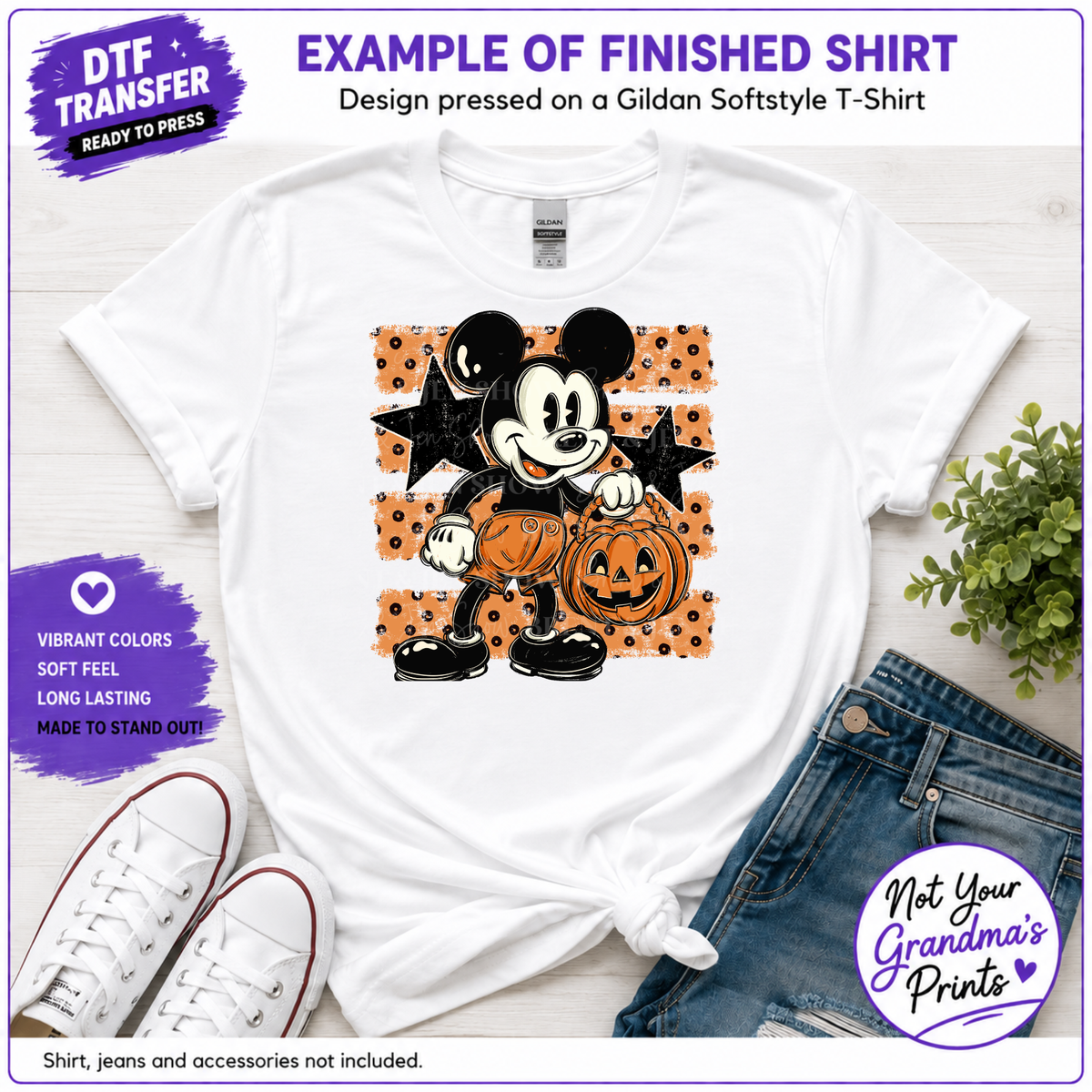 Halloween Mouse DTF Transfer, Pumpkin Trick or Treat Ready to Press