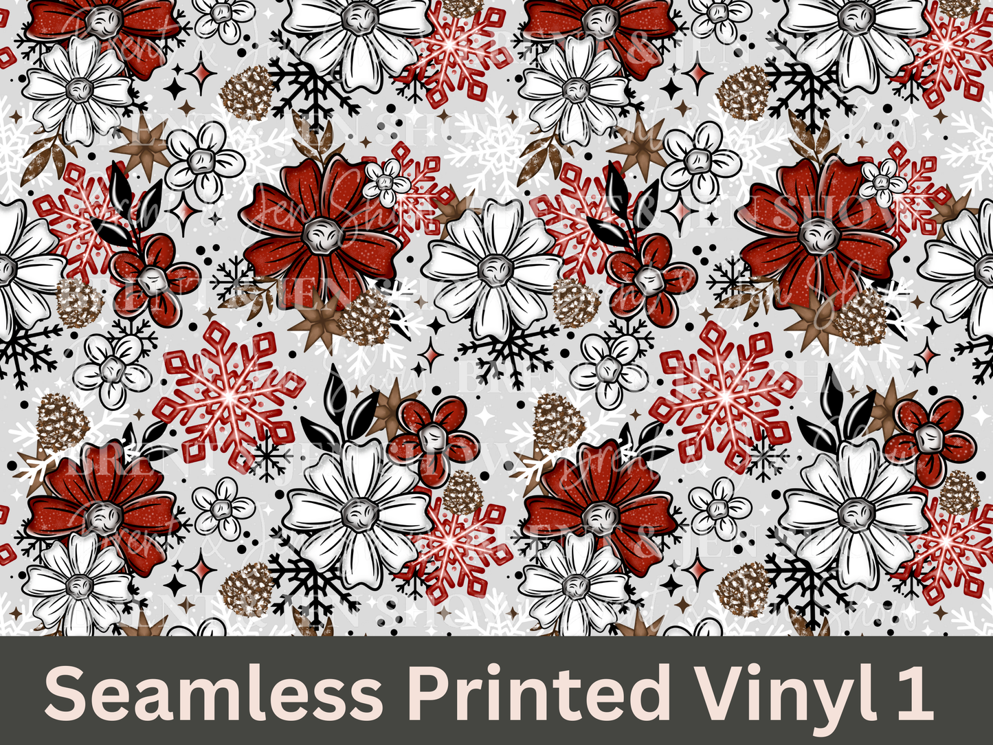 Christmas Florals Seamless Printed Vinyl Pattern