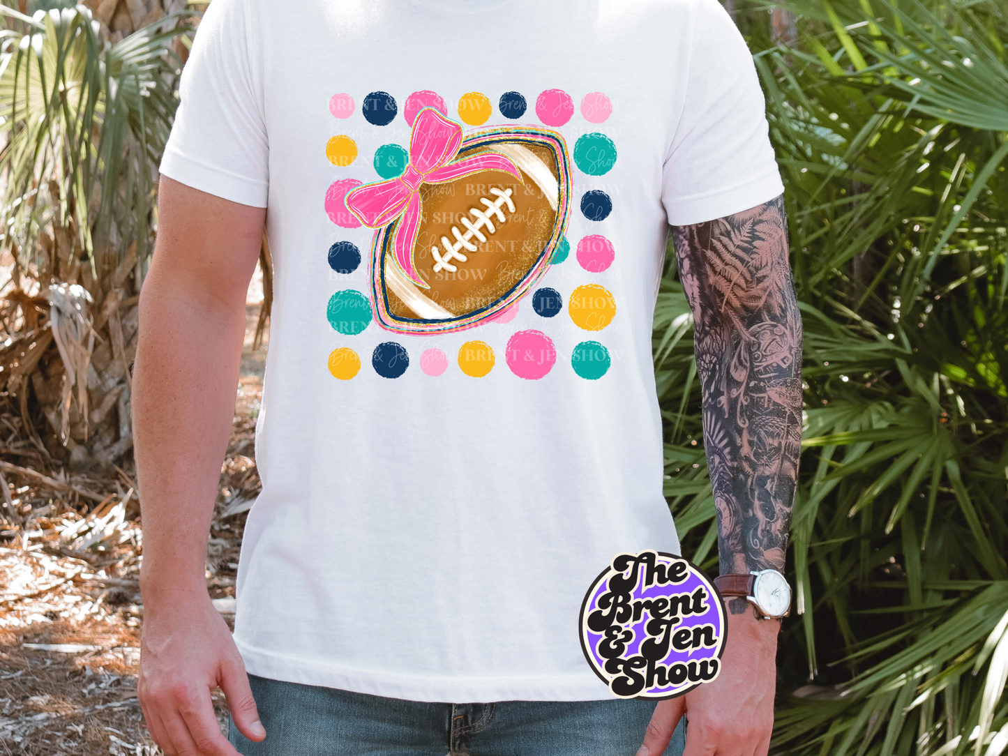 Polka dot Football Bow DTF/Sublimation Transfer, Ready to Press
