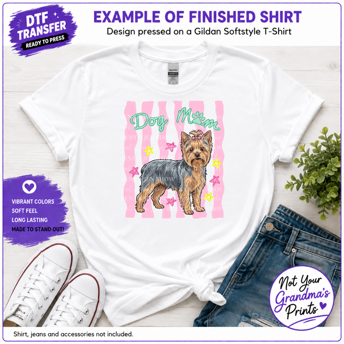 Dog Mom Yorkie DTF Transfer, Ready-to-Press Sublimation Design