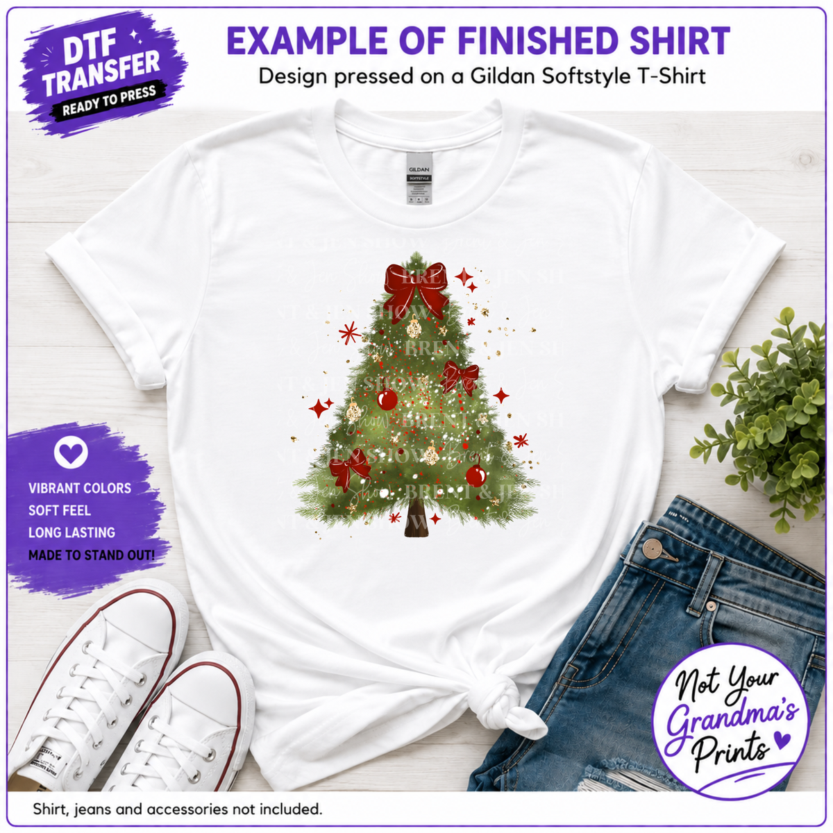 Christmas Tree DTF Transfer: Festive Holiday Print (Ready-to-Press)
