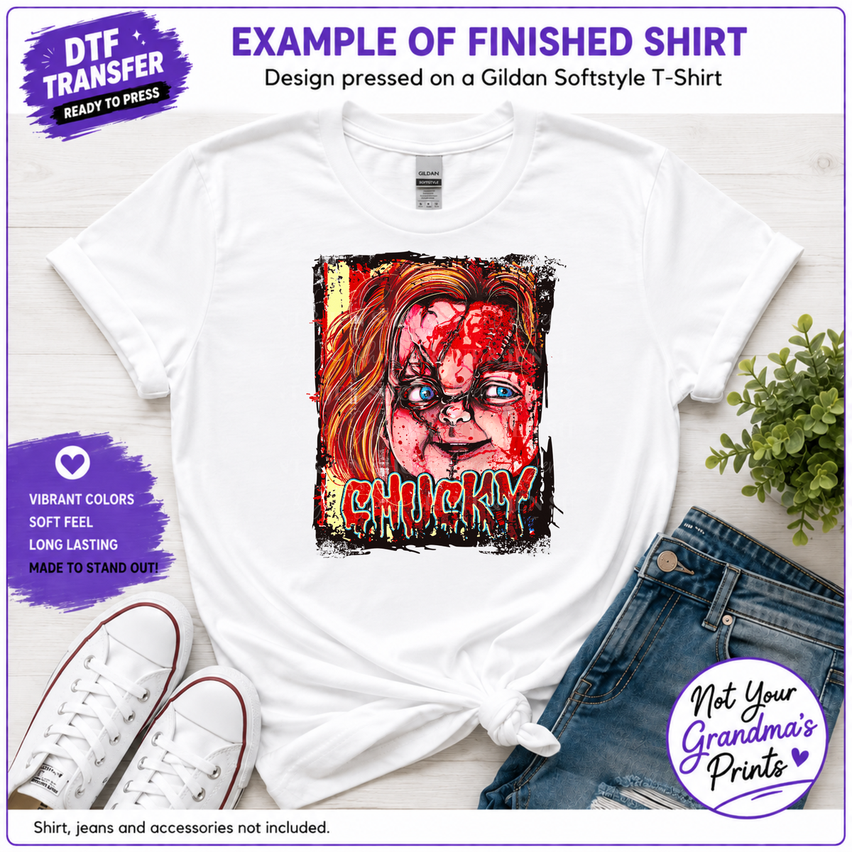 Chucky Horror Movie DTF Transfer: Creepy Doll Design (Ready-to-Press)