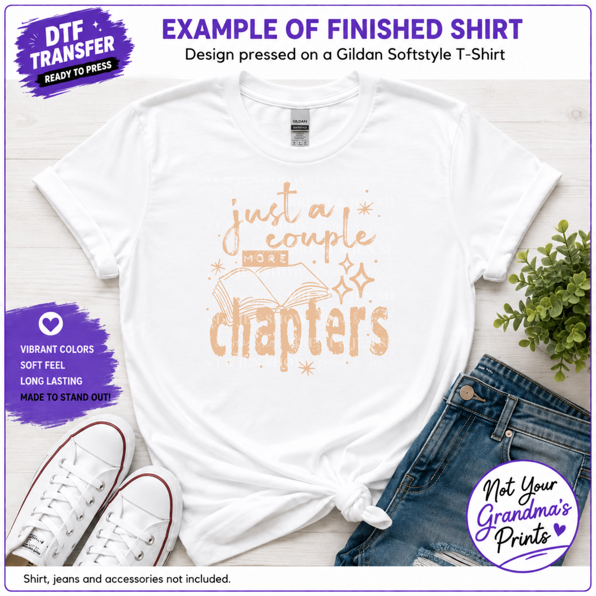 Bookish DTF Transfer: Just a Couple More Chapters (Ready-to-Press)