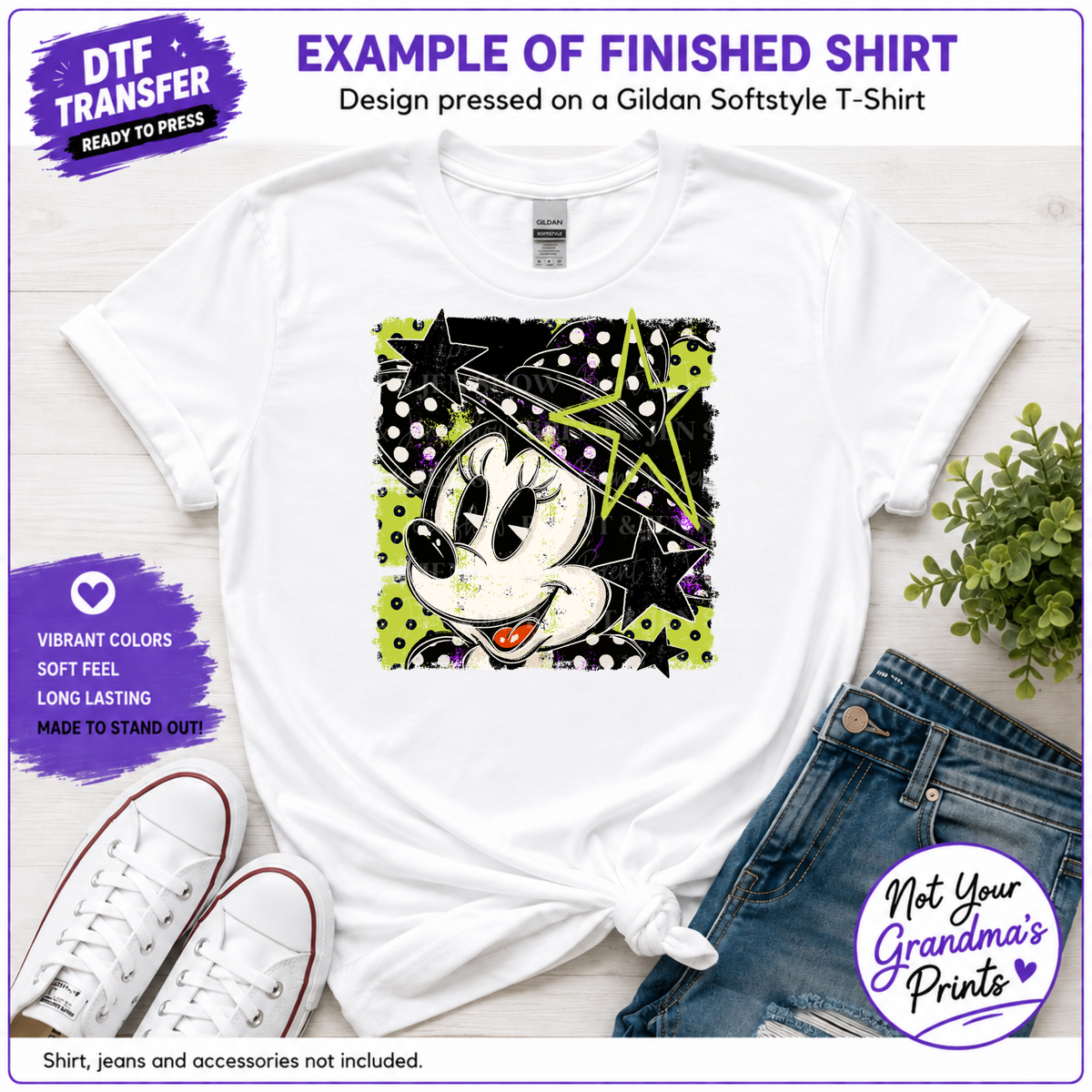 Halloween Girl Mouse Witch DTF Transfer, Spooky Witch Ready to Press
